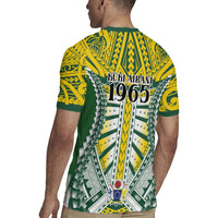 Cook Islands 1965 National Pride Rugby Jersey Green Yellow Tribal Pattern LT9 - Polynesian Pride