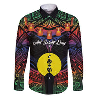 Personalised New Caledonia All Saints Day Family Matching Tank Maxi Dress and Hawaiian Shirt Candle Light with Polynesian Style