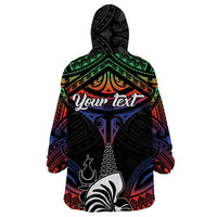 Personalised New Caledonia All Saints Day Wearable Blanket Hoodie Candle Light with Polynesian Style