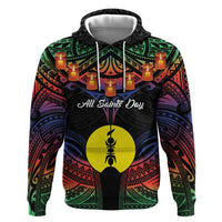 Personalised New Caledonia All Saints Day Zip Hoodie Candle Light with Polynesian Style