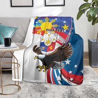 Personalized Filipino-American Blanket The Eight-Rayed Sun with Bald Eagle LT9 - Polynesian Pride