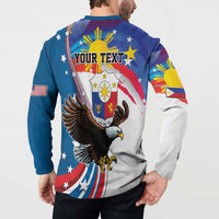 Personalized Filipino-American Button Sweatshirt The Eight-Rayed Sun with Bald Eagle LT9 - Polynesian Pride