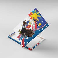 Personalized Filipino-American Canvas Wall Art The Eight-Rayed Sun with Bald Eagle LT9 With Frame Blue - Polynesian Pride