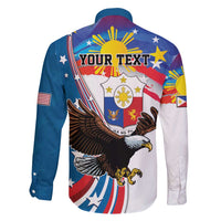 Personalized Filipino-American Family Matching Off Shoulder Maxi Dress and Hawaiian Shirt The Eight-Rayed Sun with Bald Eagle LT9 - Polynesian Pride
