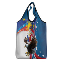Personalized Filipino-American Grocery Bag The Eight-Rayed Sun with Bald Eagle LT9 - Polynesian Pride