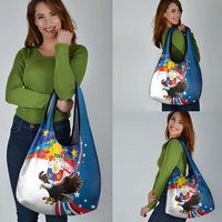 Personalized Filipino-American Grocery Bag The Eight-Rayed Sun with Bald Eagle LT9 - Polynesian Pride