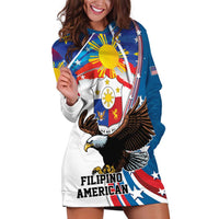 Personalized Filipino-American Hoodie Dress The Eight-Rayed Sun with Bald Eagle LT9 Blue - Polynesian Pride