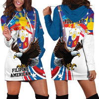 Personalized Filipino-American Hoodie Dress The Eight-Rayed Sun with Bald Eagle LT9 - Polynesian Pride