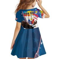 Personalized Filipino-American Kid Short Sleeve Dress The Eight-Rayed Sun with Bald Eagle