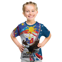Personalized Filipino-American Kid T Shirt The Eight-Rayed Sun with Bald Eagle