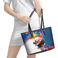 Personalized Filipino-American Leather Tote Bag The Eight-Rayed Sun with Bald Eagle LT9 - Polynesian Pride