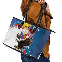 Personalized Filipino-American Leather Tote Bag The Eight-Rayed Sun with Bald Eagle LT9 - Polynesian Pride