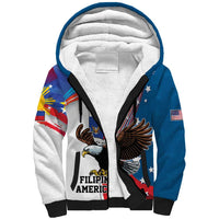 Personalized Filipino-American Sherpa Hoodie The Eight-Rayed Sun with Bald Eagle LT9 Unisex Blue - Polynesian Pride