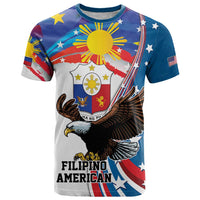 Personalized Filipino-American T Shirt The Eight-Rayed Sun with Bald Eagle LT9 Blue - Polynesian Pride