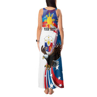 Personalized Filipino-American Tank Maxi Dress The Eight-Rayed Sun with Bald Eagle LT9 - Polynesian Pride