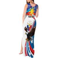 Personalized Filipino-American Tank Maxi Dress The Eight-Rayed Sun with Bald Eagle LT9 - Polynesian Pride