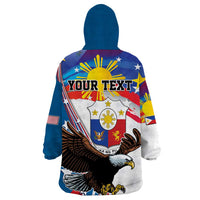 Personalized Filipino-American Wearable Blanket Hoodie The Eight-Rayed Sun with Bald Eagle LT9 - Polynesian Pride