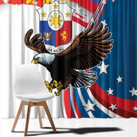 Personalized Filipino-American Window Curtain The Eight-Rayed Sun with Bald Eagle LT9 - Polynesian Pride