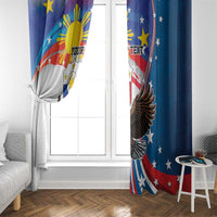 Personalized Filipino-American Window Curtain The Eight-Rayed Sun with Bald Eagle LT9 - Polynesian Pride