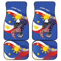 Personalized Filipino-American Car Mats Philippines Coat Of Arms with Bald Eagle