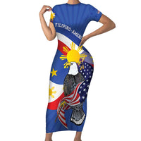 Personalized Filipino-American Family Matching Short Sleeve Bodycon Dress and Hawaiian Shirt Philippines Coat Of Arms with Bald Eagle