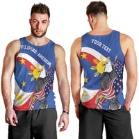 Personalized Filipino-American Men Tank Top Philippines Coat Of Arms with Bald Eagle
