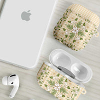 Squares Maile Leaf AirPods Case Beige Palaka Hawaiian Quilt Pattern - Polynesian Pride
