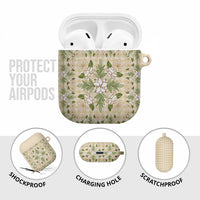 Squares Maile Leaf AirPods Case Beige Palaka Hawaiian Quilt Pattern LT9 - Polynesian Pride