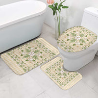 Squares Maile Leaf Bathroom Set Beige Palaka Hawaiian Quilt Pattern - Polynesian Pride