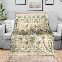 Squares Maile Leaf Blanket Beige Palaka Hawaiian Quilt Pattern - Polynesian Pride