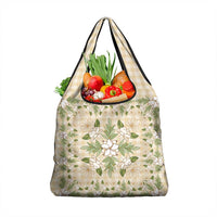 Squares Maile Leaf Grocery Bag Beige Palaka Hawaiian Quilt Pattern - Polynesian Pride