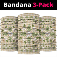 Squares Maile Leaf Neck Gaiter Beige Palaka Hawaiian Quilt Pattern - Polynesian Pride