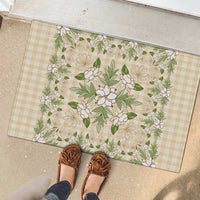 Squares Maile Leaf Rubber Doormat Beige Palaka Hawaiian Quilt Pattern - Polynesian Pride