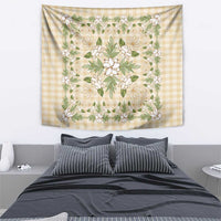 Squares Maile Leaf Tapestry Beige Palaka Hawaiian Quilt Pattern - Polynesian Pride