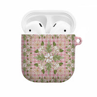 Squares Maile Leaf AirPods Case Pink Palaka Hawaiian Quilt Pattern LT9 Pink - Polynesian Pride