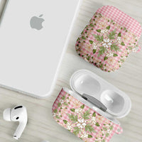 Squares Maile Leaf AirPods Case Pink Palaka Hawaiian Quilt Pattern LT9 - Polynesian Pride