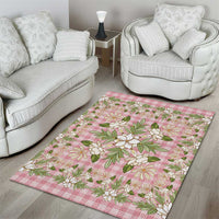 Squares Maile Leaf Area Rug Pink Palaka Hawaiian Quilt Pattern - Polynesian Pride