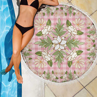 Squares Maile Leaf Beach Blanket Pink Palaka Hawaiian Quilt Pattern - Polynesian Pride