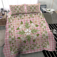 Squares Maile Leaf Bedding Set Pink Palaka Hawaiian Quilt Pattern - Polynesian Pride