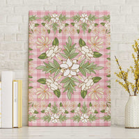 Squares Maile Leaf Canvas Wall Art Pink Palaka Hawaiian Quilt Pattern - Polynesian Pride