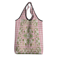 Squares Maile Leaf Grocery Bag Pink Palaka Hawaiian Quilt Pattern - Polynesian Pride
