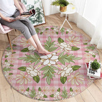 Squares Maile Leaf Round Carpet Pink Palaka Hawaiian Quilt Pattern - Polynesian Pride