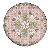 Squares Maile Leaf Spare Tire Cover Pink Palaka Hawaiian Quilt Pattern - Polynesian Pride
