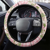 Squares Maile Leaf Steering Wheel Cover Pink Palaka Hawaiian Quilt Pattern - Polynesian Pride