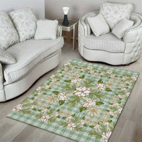 Squares Maile Leaf Area Rug Turquoise Palaka Hawaiian Quilt Pattern - Polynesian Pride