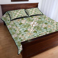 Squares Maile Leaf Quilt Bed Set Turquoise Palaka Hawaiian Quilt Pattern - Polynesian Pride