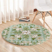 Squares Maile Leaf Round Carpet Turquoise Palaka Hawaiian Quilt Pattern - Polynesian Pride