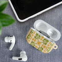 Squares Puakenikeni and Kalo AirPods Case Beige Palaka Hawaiian Quilt Pattern LT9 - Polynesian Pride