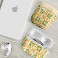Squares Puakenikeni and Kalo AirPods Case Beige Palaka Hawaiian Quilt Pattern LT9 - Polynesian Pride