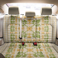 Squares Puakenikeni and Kalo Back Car Seat Cover Beige Palaka Hawaiian Quilt Pattern - Polynesian Pride